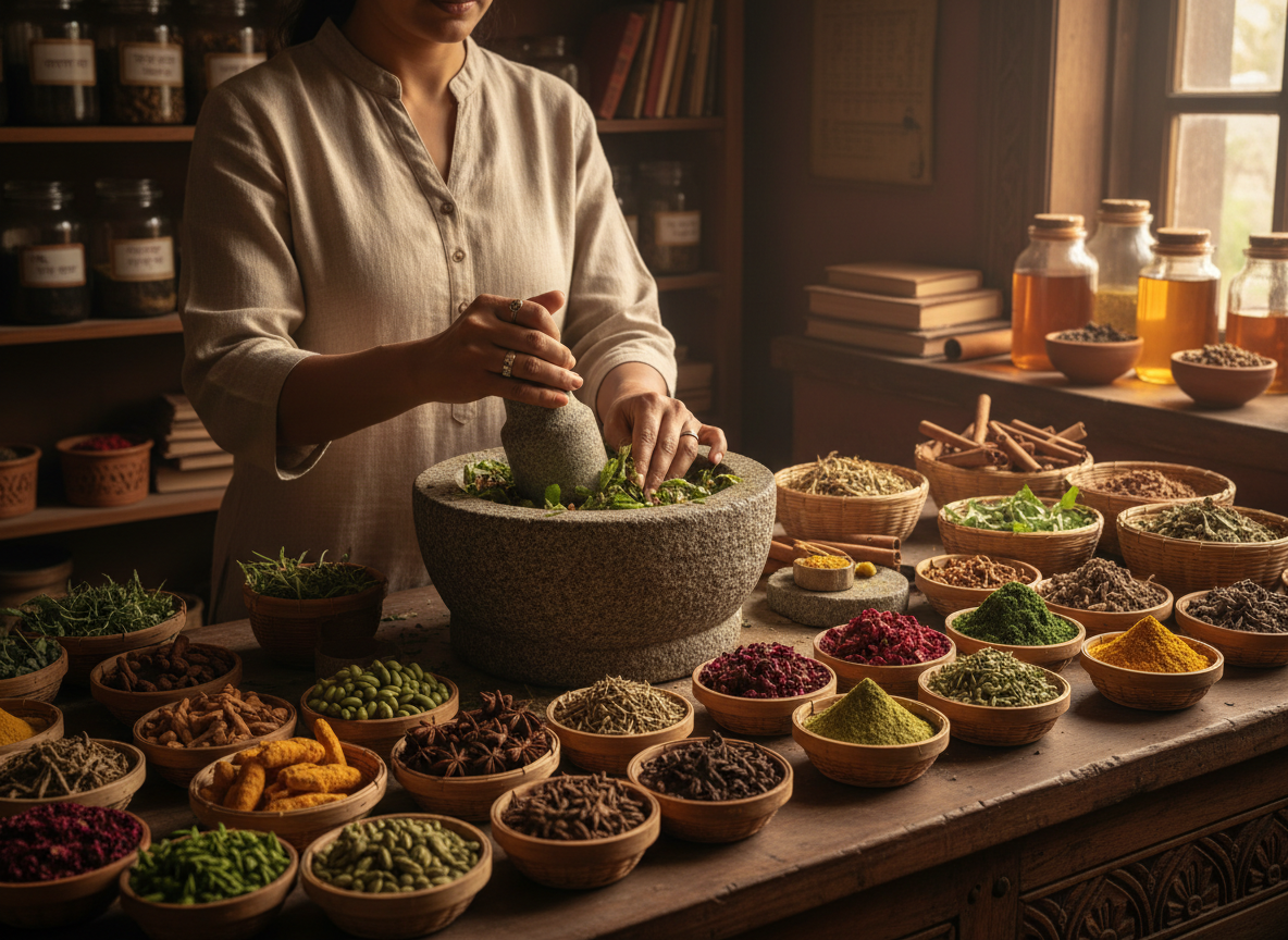 Ayurvedic Herbal Medicine Preparation